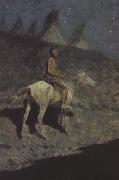 Frederic Remington Indian in the Moonlight (mk43) oil painting